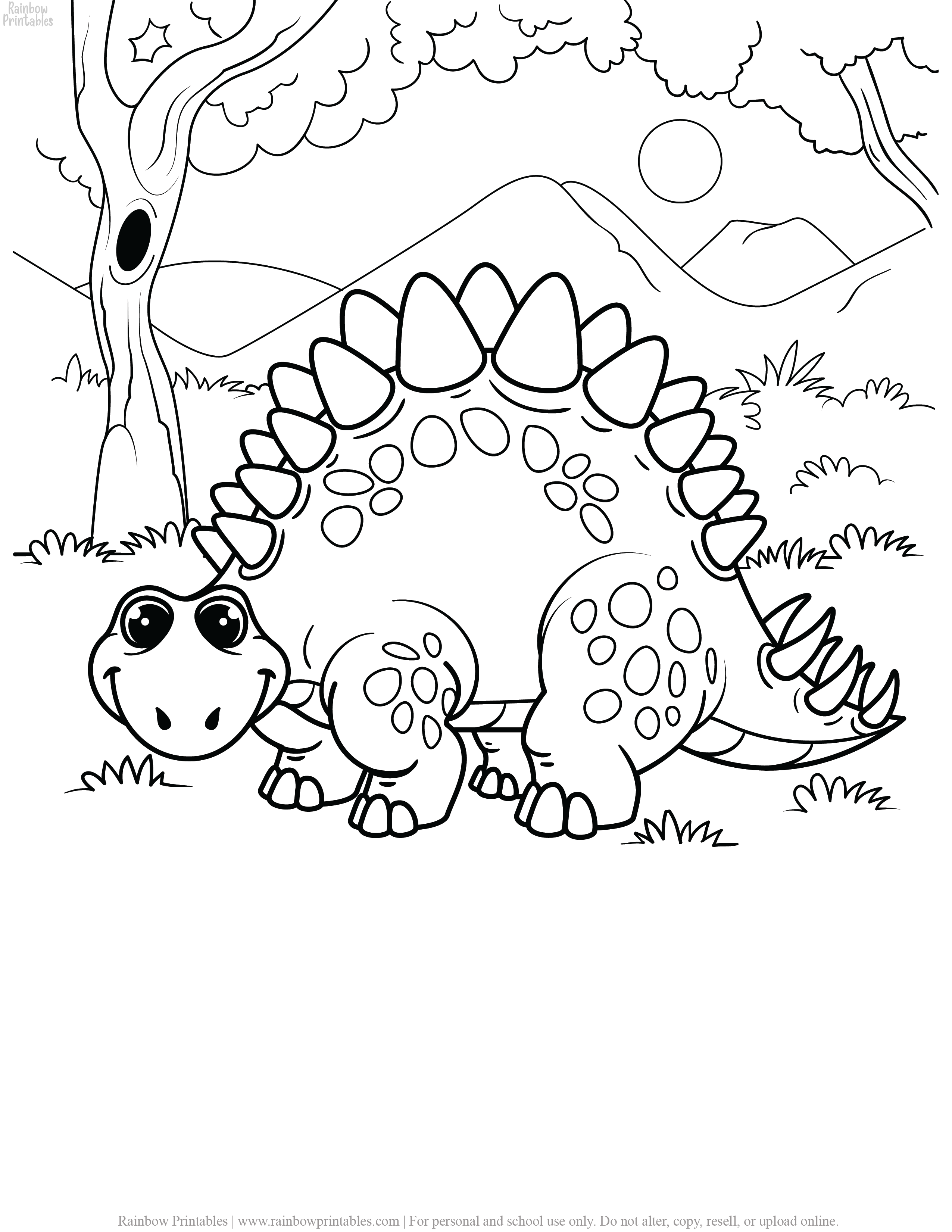 Dinosaur Coloring Pages - Rainbow Printables