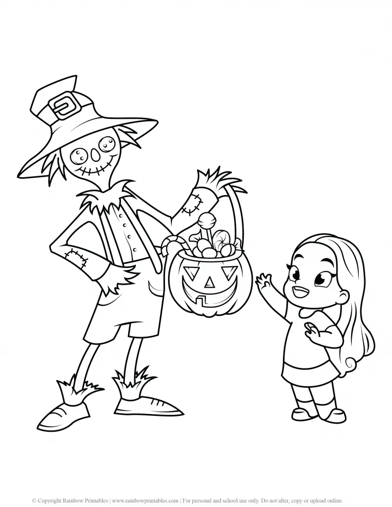 HOLIDAY HALLOWEEN MONSTER TRICK OR TREAT PUMPKIN COLORING PAGES FOR KIDS