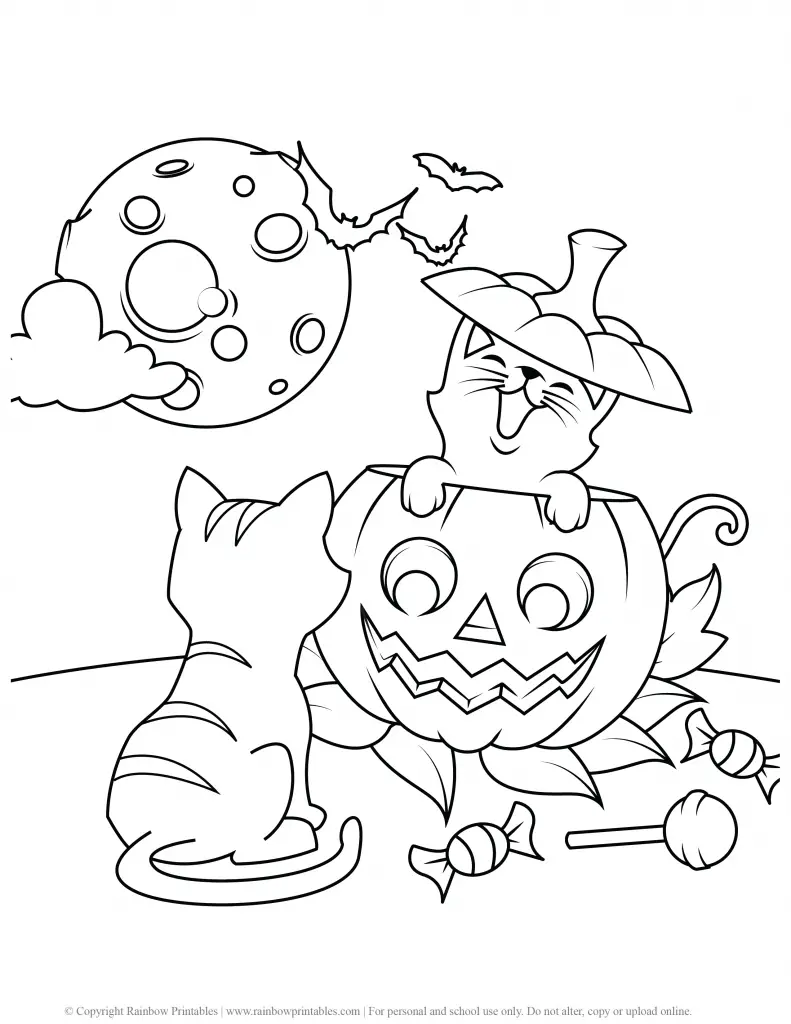 HOLIDAY HALLOWEEN MONSTER TRICK OR TREAT PUMPKIN COLORING PAGES FOR KIDS