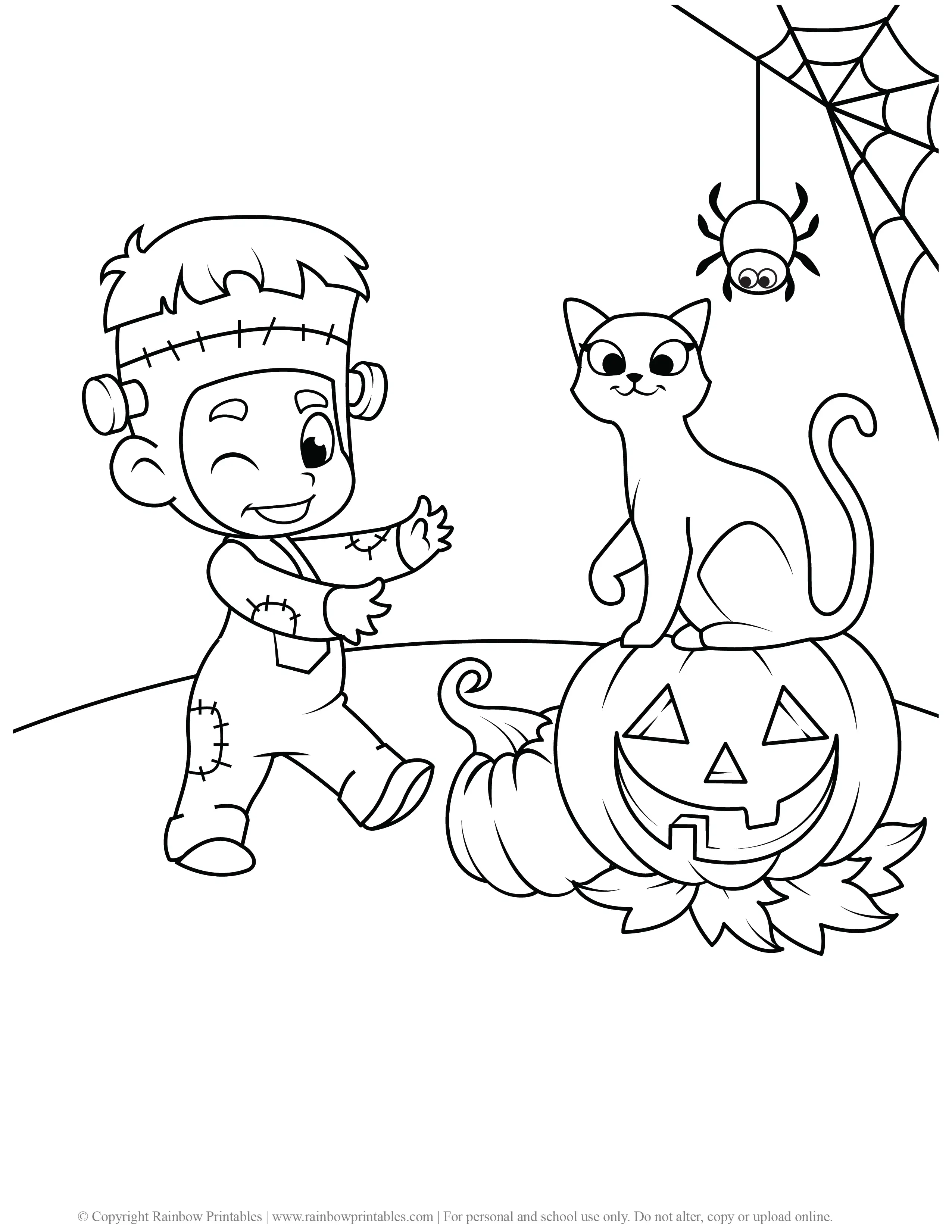 Cute Halloween Coloring Pages - Rainbow Printables