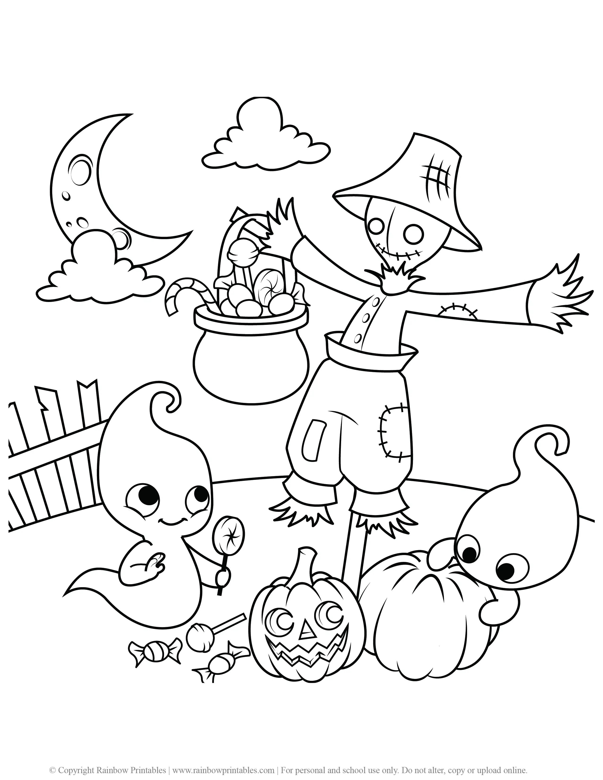 Cute Halloween Coloring Pages   Rainbow Printables