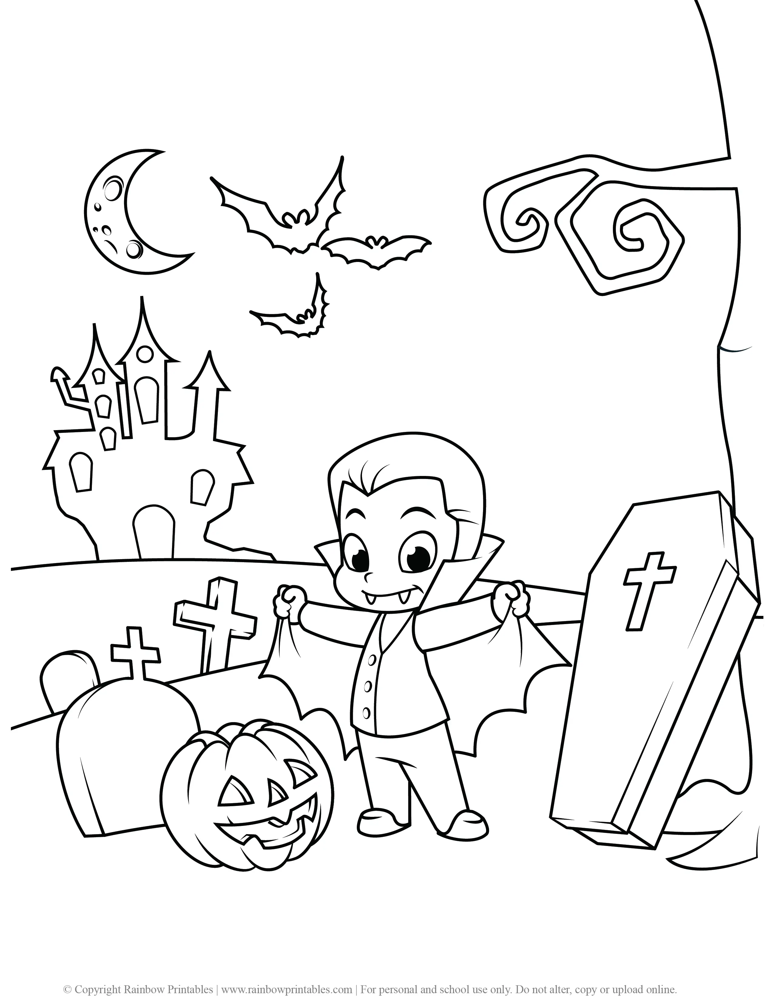 Cute Halloween Coloring Pages   Rainbow Printables