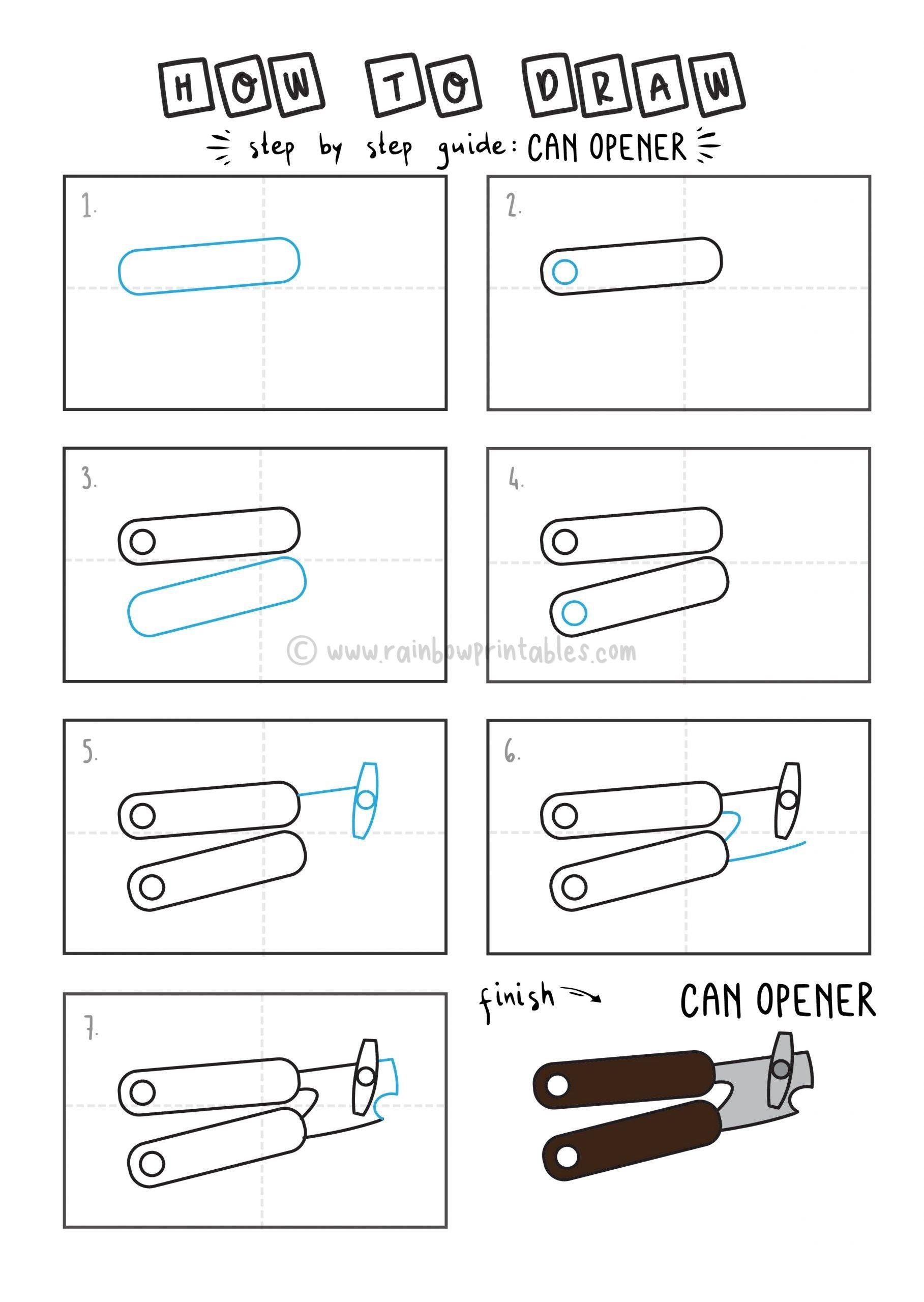 How To Draw a Can Opener Rainbow Printables