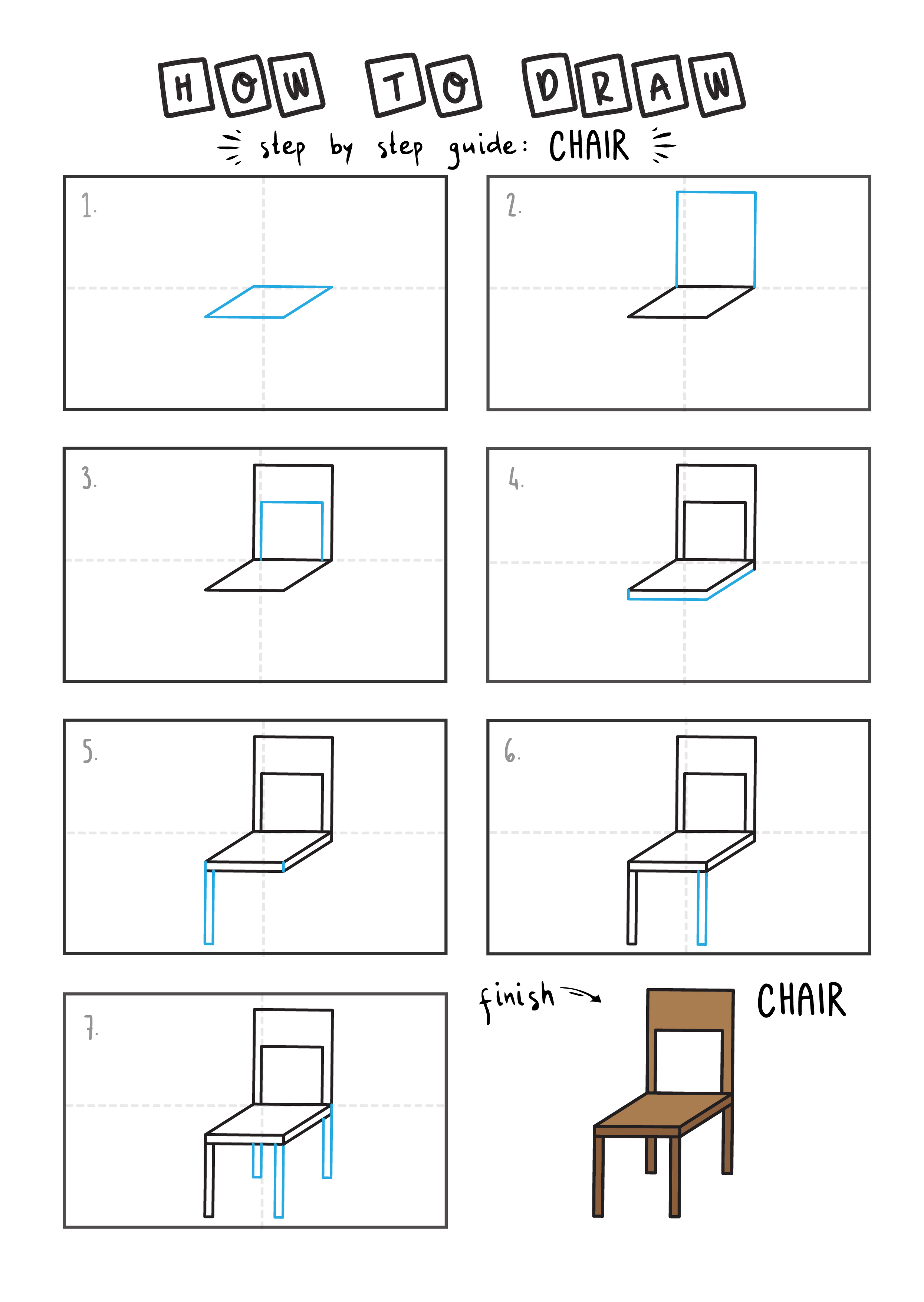 how to draw a rocking chair step by step - anithsyazwani