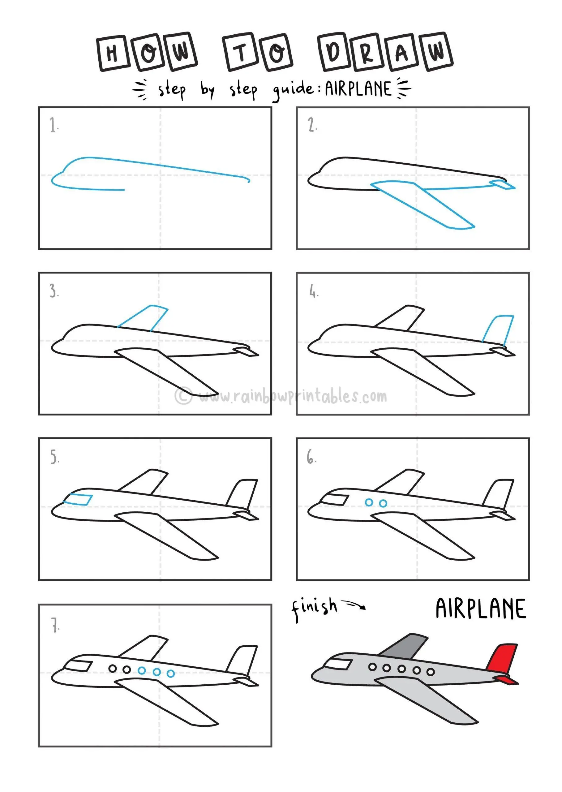 HOW TO DRAW AIRPLANE FOR YOUNG KIDS EASY DRAWINGS ART GUIDE STEP BY STEP