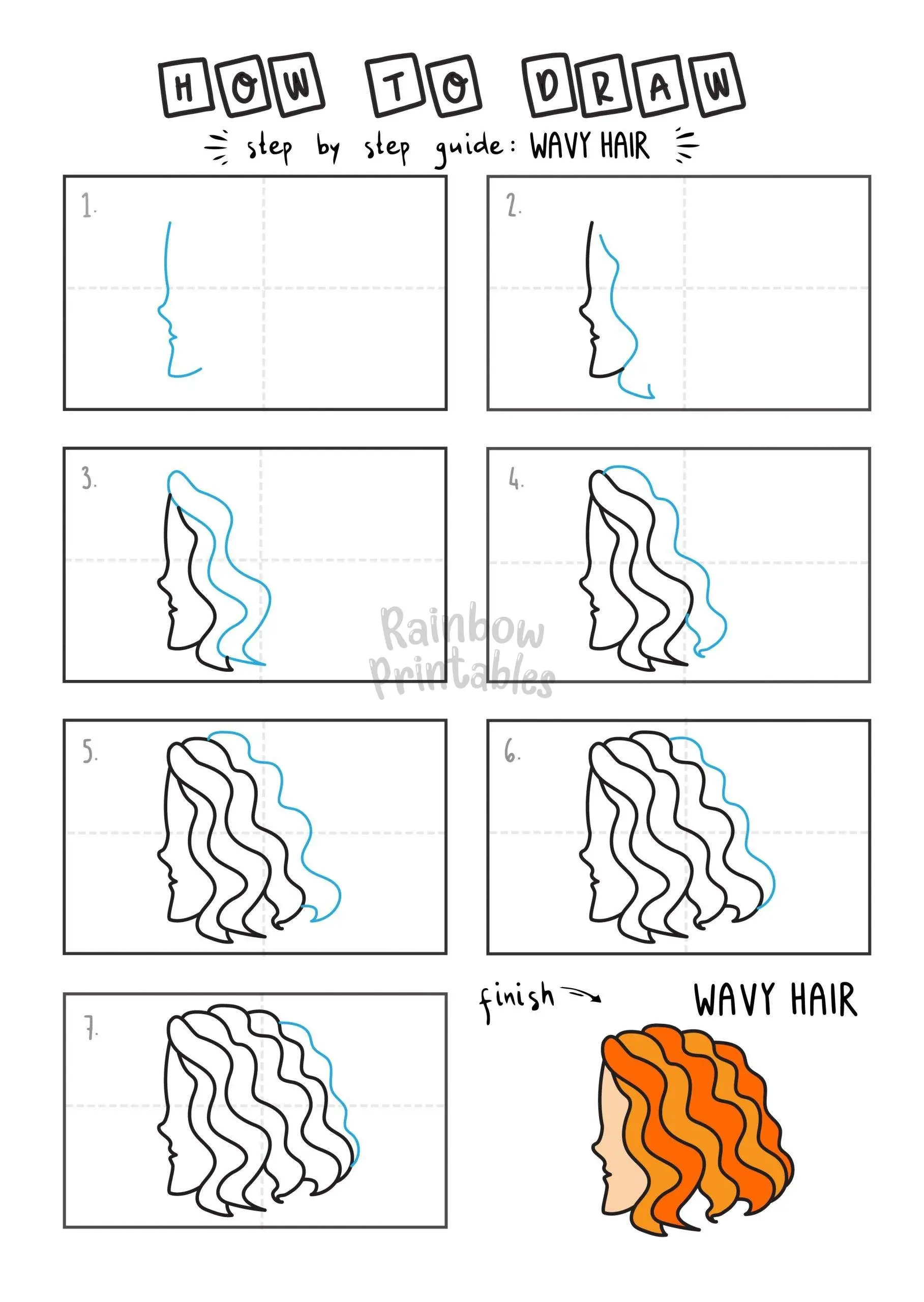 HOW TO DRAW WAVY HAIR FOR YOUNG KIDS EASY DRAWINGS ART GUIDE STEP BY STEP