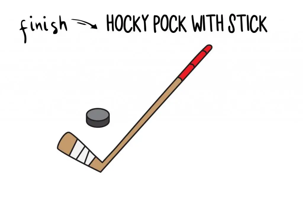 How To Draw a Hockey Stick and Hockey Puck - Rainbow Printables