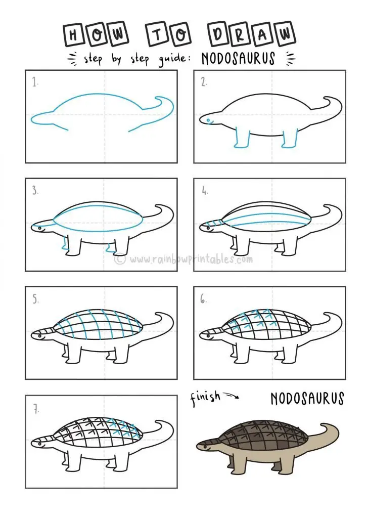 How To Draw Dinosaur Nodosaurus Step by Step Art Drawing Tutorial for Young Children How To Draw Dinosaur Nodosaurus Step by Step Art Drawing Tutorial for Young Children
