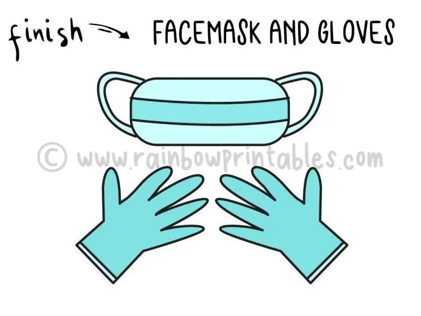 How To Draw Face Mask Glove Step by Step Art Drawing Tutorial for Young Children Covid Pandemic Health Medical Project