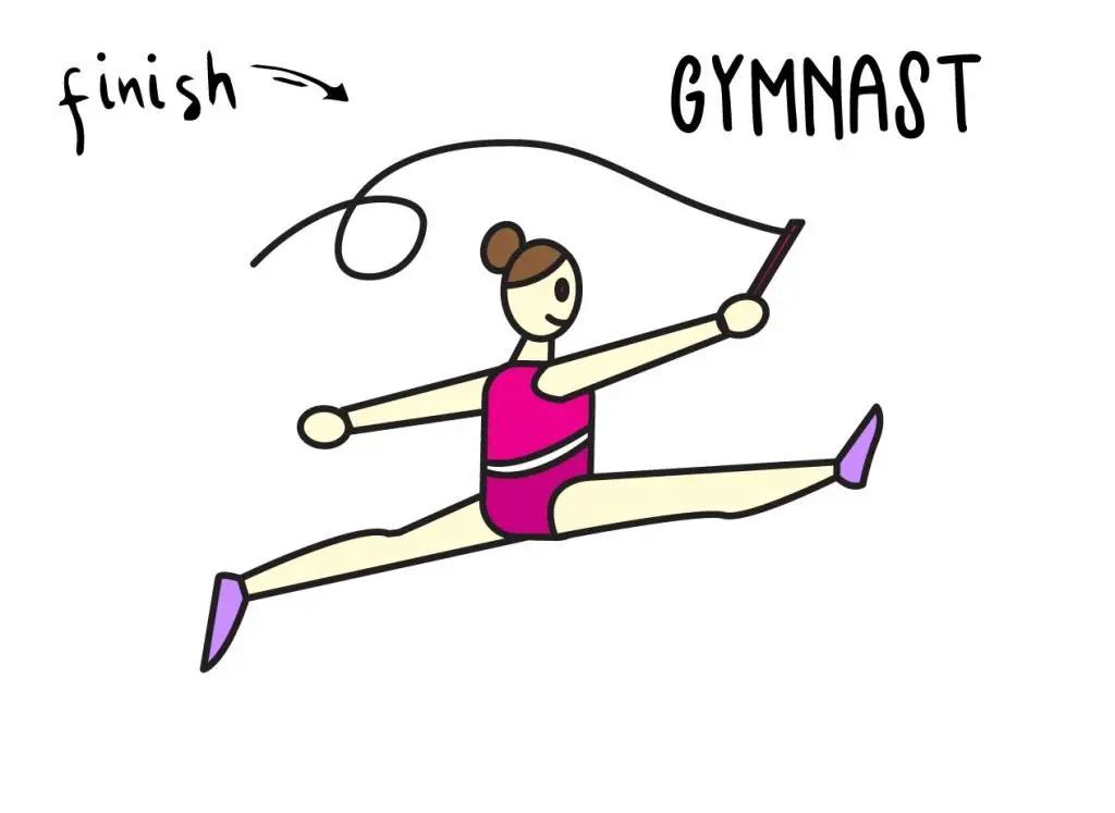How To Draw a Cartoon Gymnast for Little Kids (Super Easy!) Rainbow
