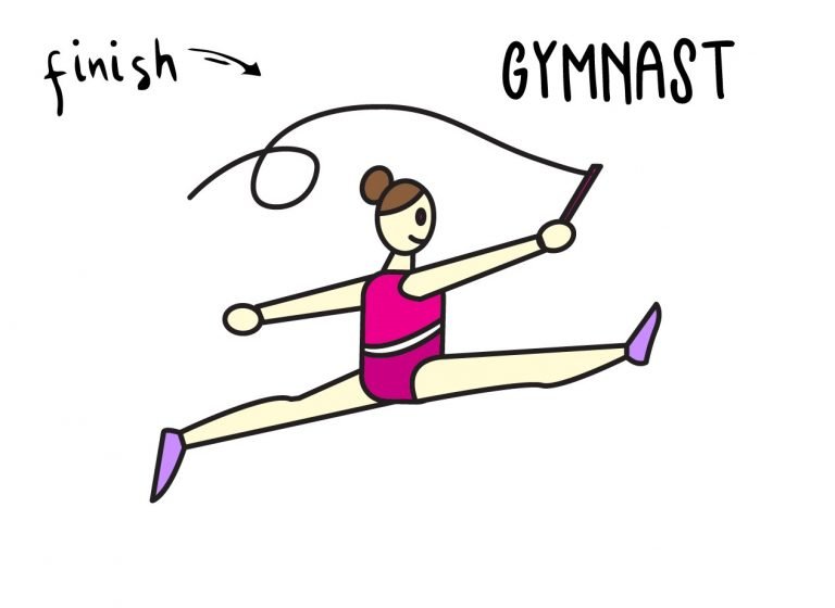 How To Draw A Cartoon Gymnast For Little Kids (Super Easy!) - Rainbow ...