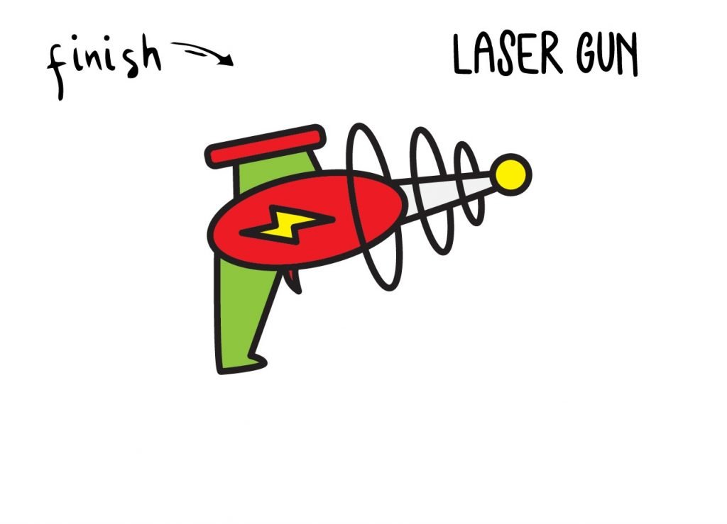 How To Draw Laser Lazer Ray Gun Step by Step Art Drawing Tutorial for Young Children Sci Fic Technology FINAL