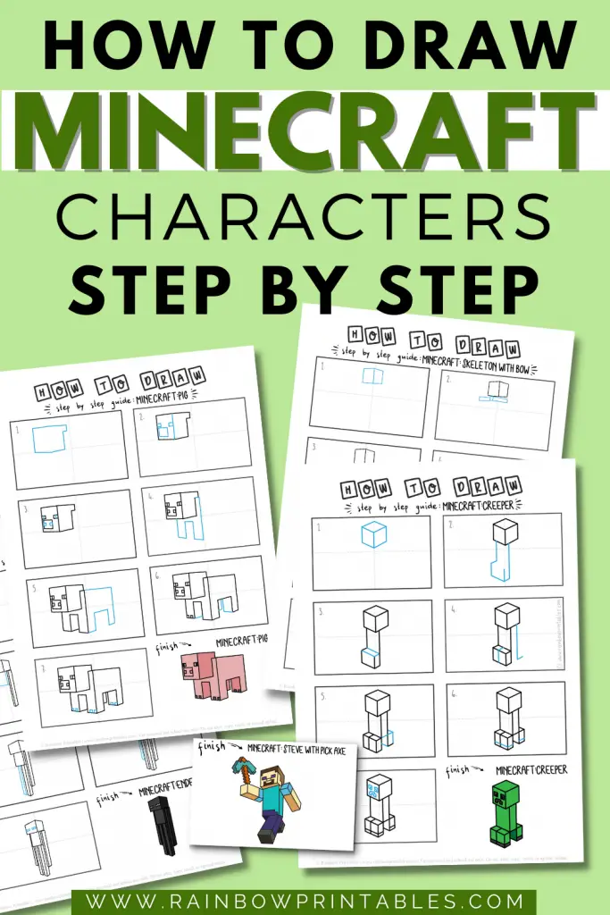 Do you love Minecraft? Learn to draw the most popular icons of Minecraft yourself step by step. Easy, simple, boredom buster! This video game with humble beginnings became a hit with kids n' cult players. I'll teach you to draw Minecraft: Enderman, creeper, zombies even cute Minecraft animals. - Drawing ideas, Art guide, Minecraft mobs, enderman, decor, how to draw Minecraft, learning to draw, fan art, projects, aesthetic, when bored, tricks, gifts for kids who love Minecraft characters, crafts