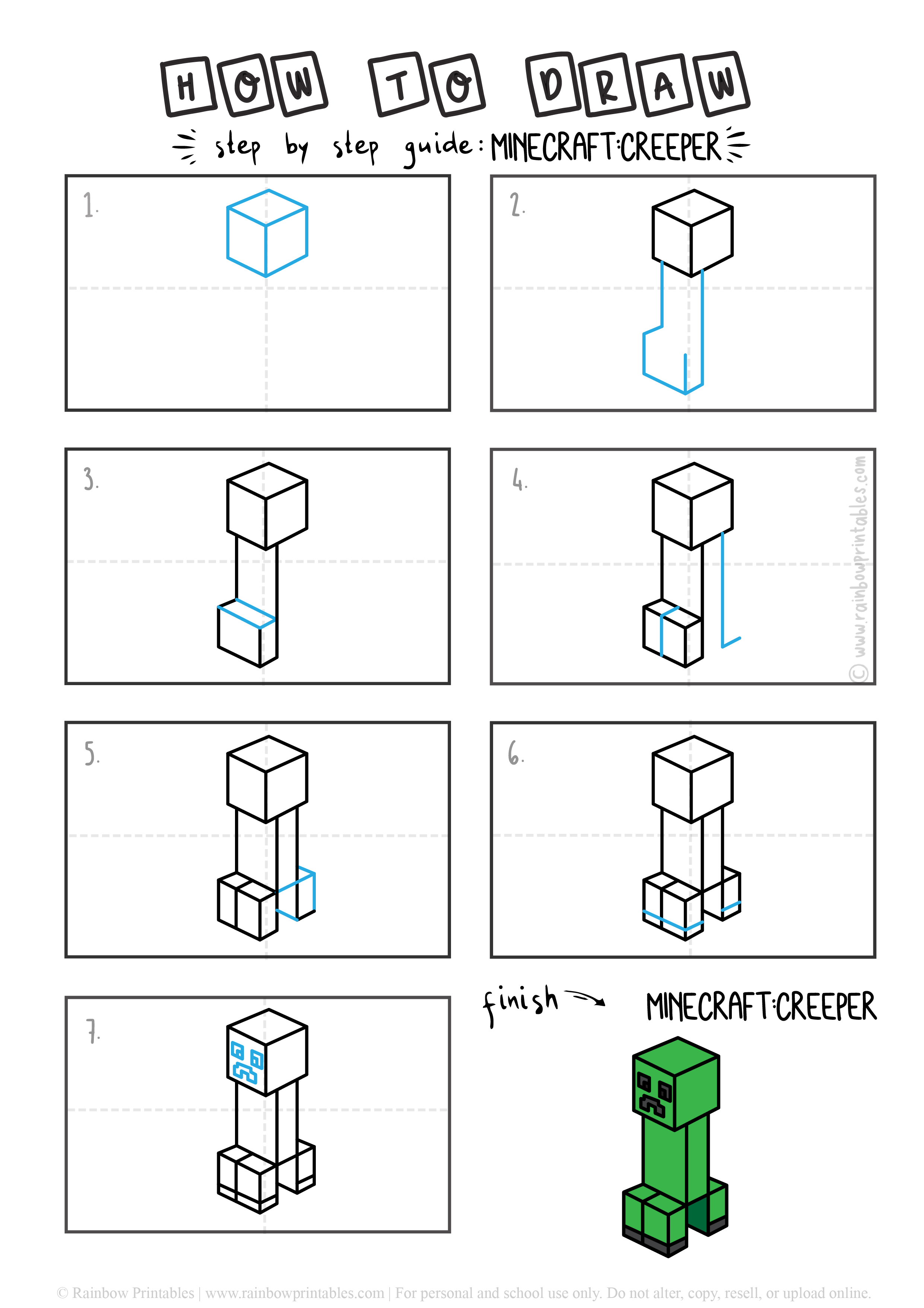 How To Draw Popular Minecraft Characters Easy Step By Step For Kids