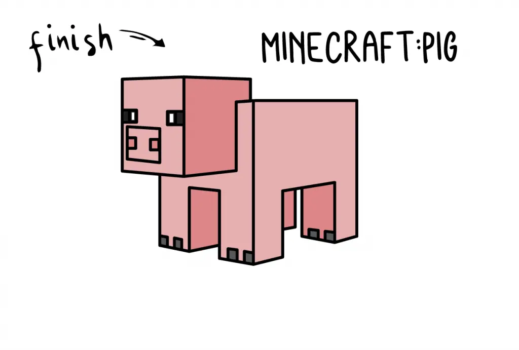 How To Draw Minecraft PIG ANIMAL Step by Step Art for Kids Tutorial Guide Video Game DRAWING Final