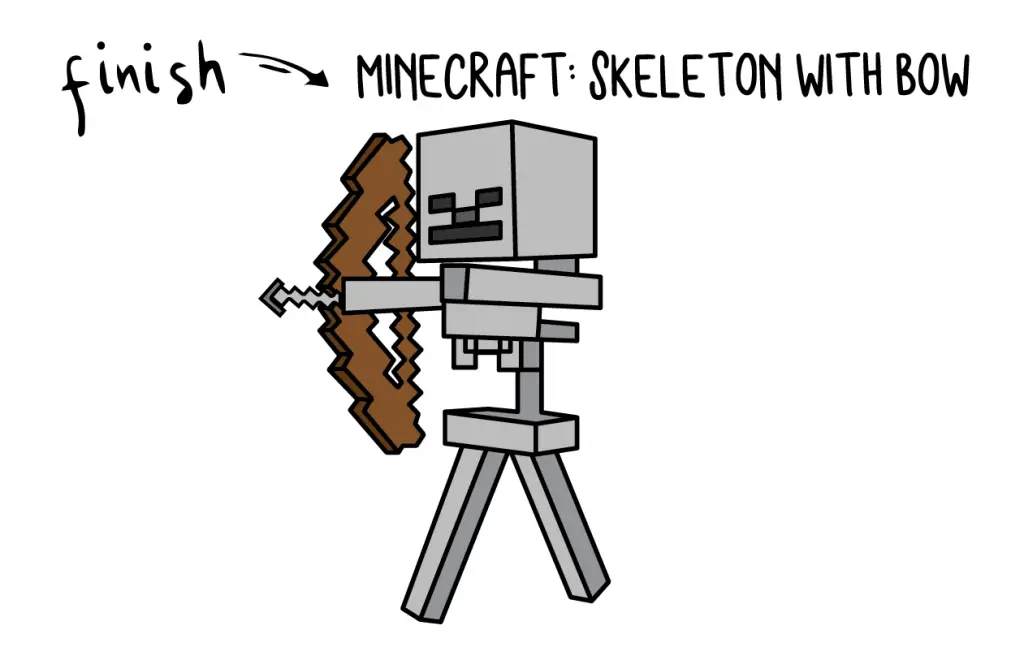 How To Draw Minecraft Skeleton With Bow & Arrow Rainbow Printables