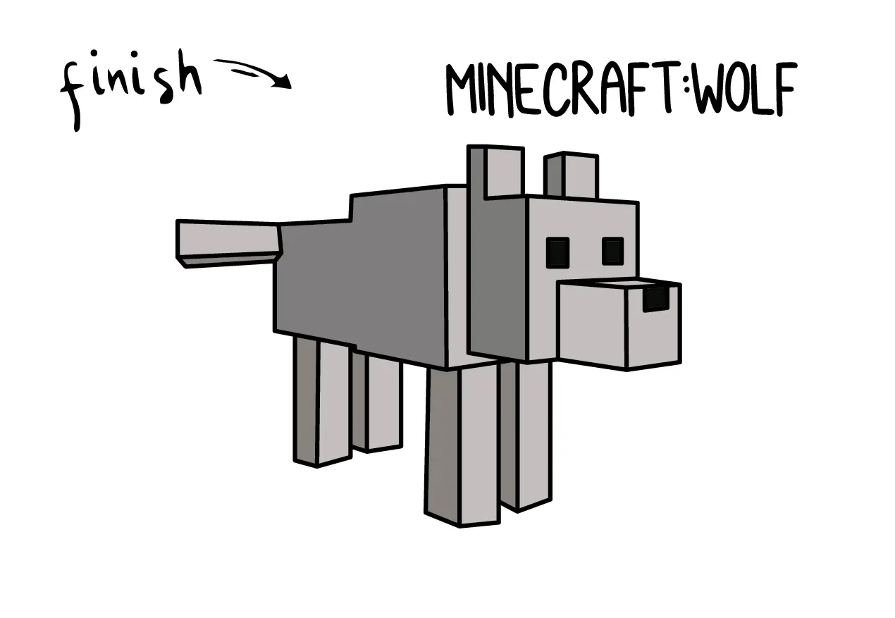 How To Draw Minecraft Wolf Animals Step by Step Art for Kids Tutorial Guide Video Game FINAL