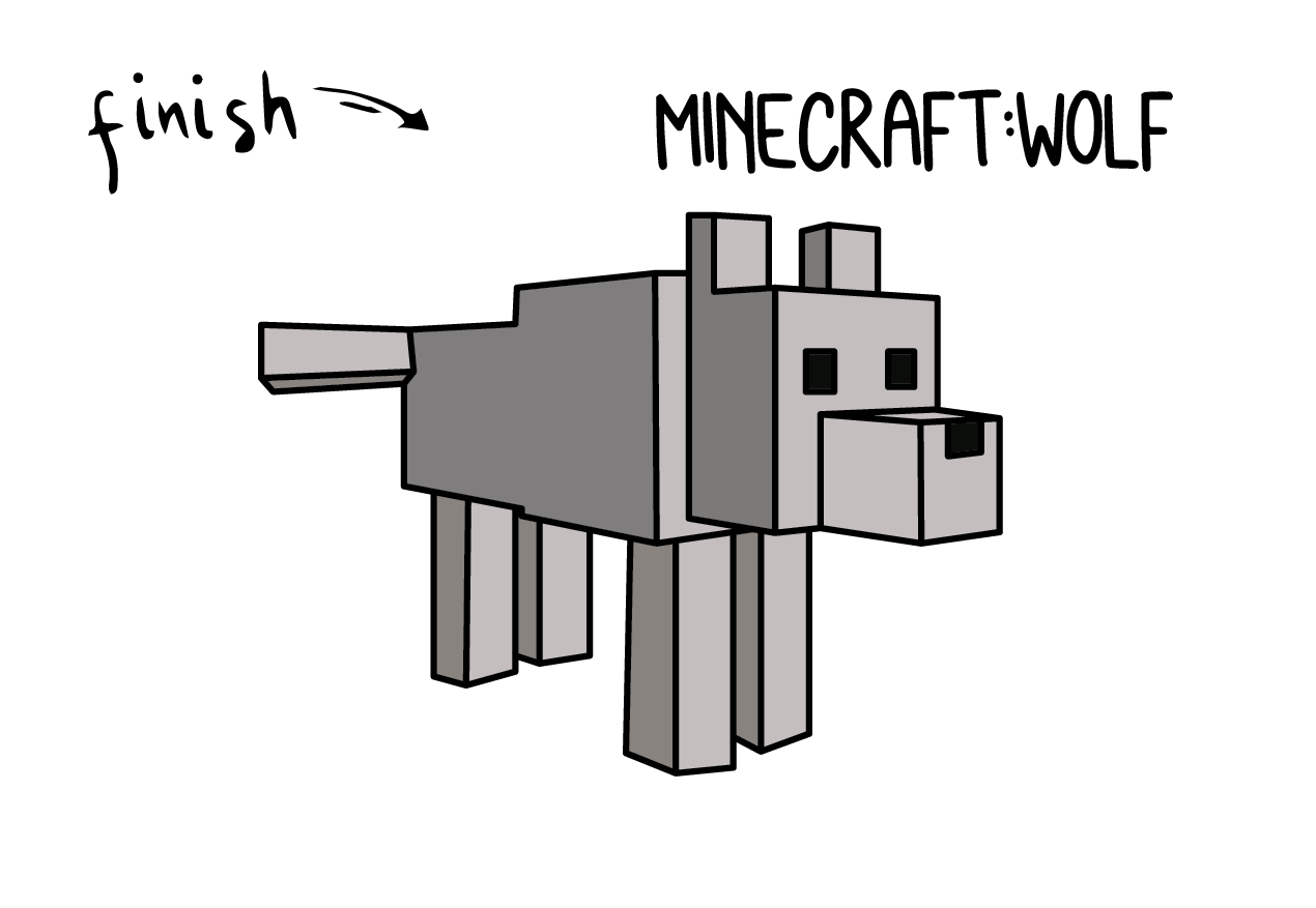 How To Draw an Easy Minecraft Wolf Animal For Kids Rainbow Printables