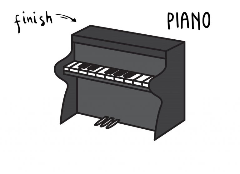 How To Draw a Cartoon Piano (Really Easy for Young Children) - Rainbow