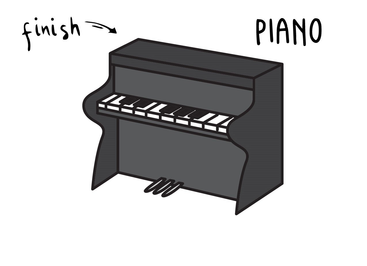 How To Draw a Cartoon Piano (Really Easy for Young Children) Rainbow Printables