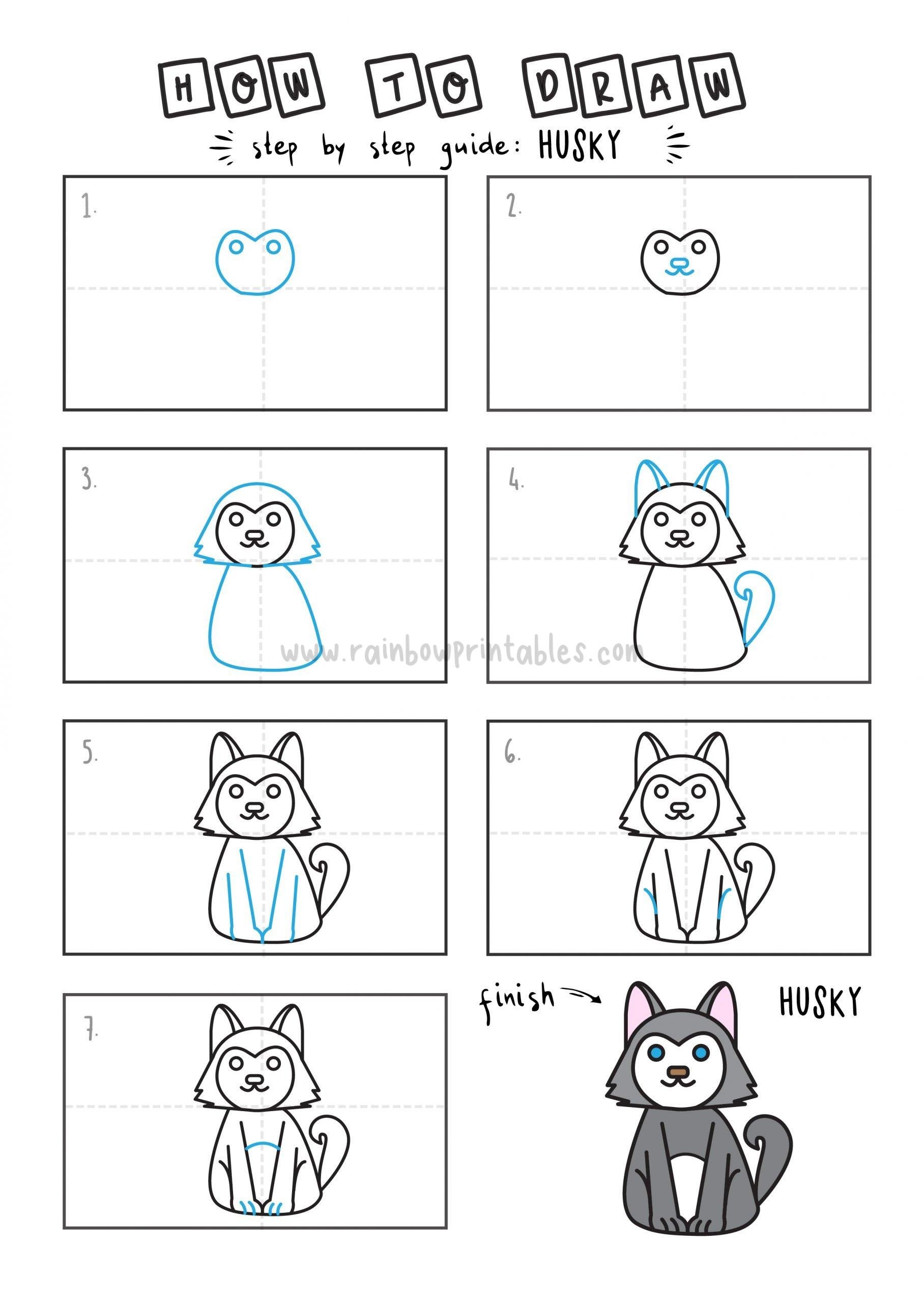 how to draw a husky puppy easy