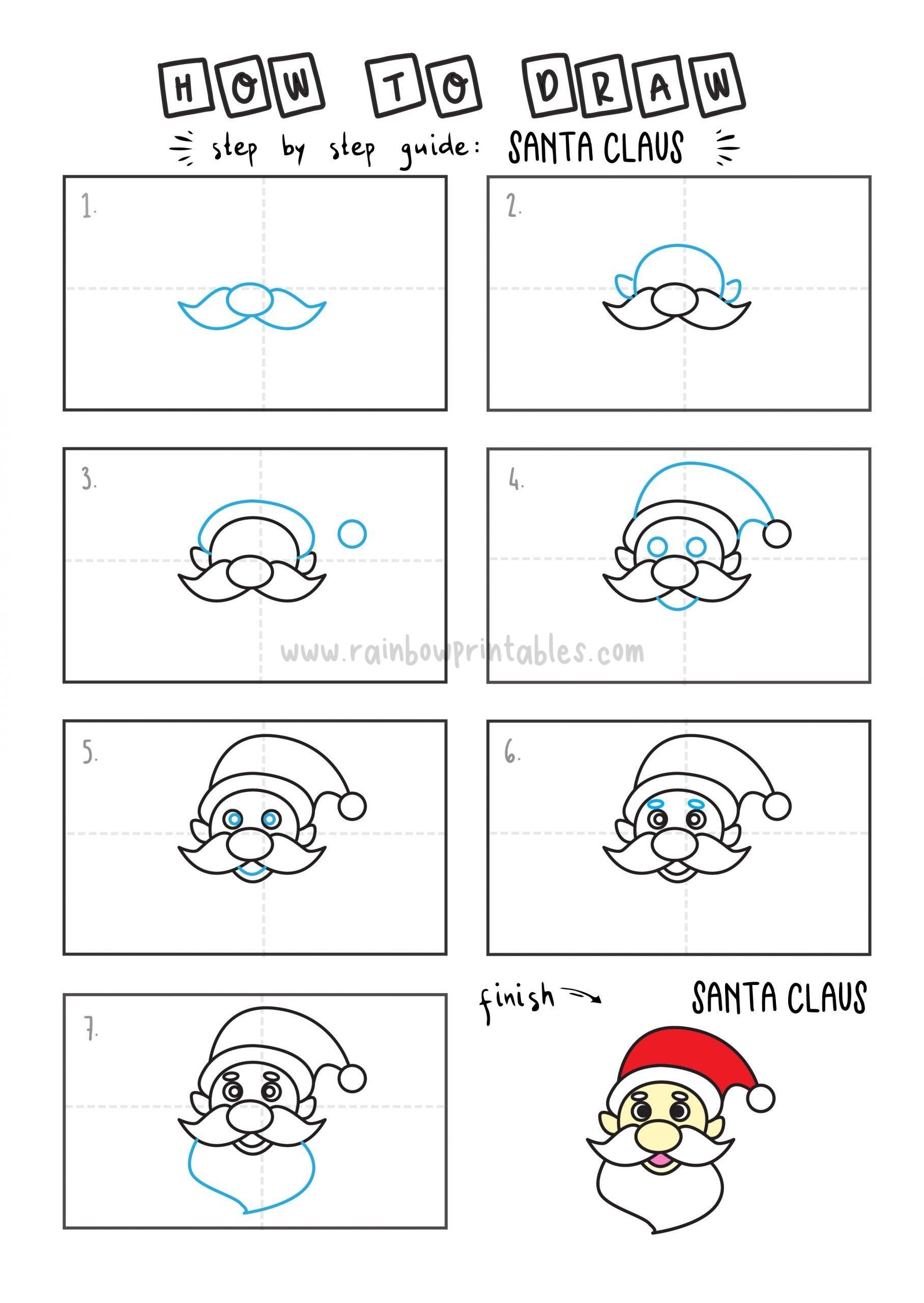 How To Draw a Cute Cartoon Santa Claus for Little Kiddies Simple