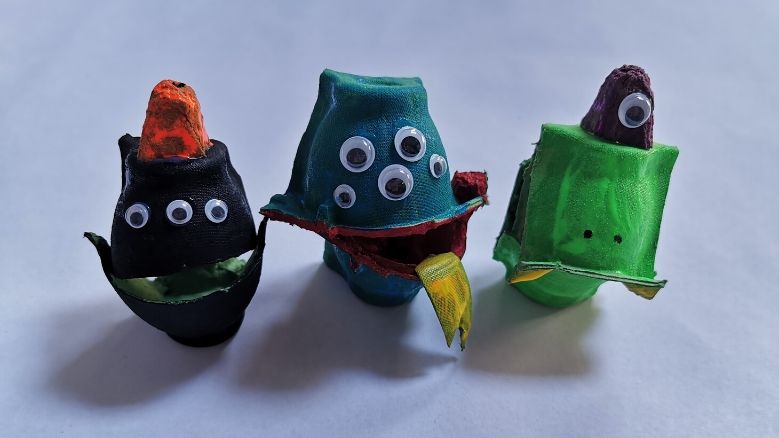 monsters made with egg shells