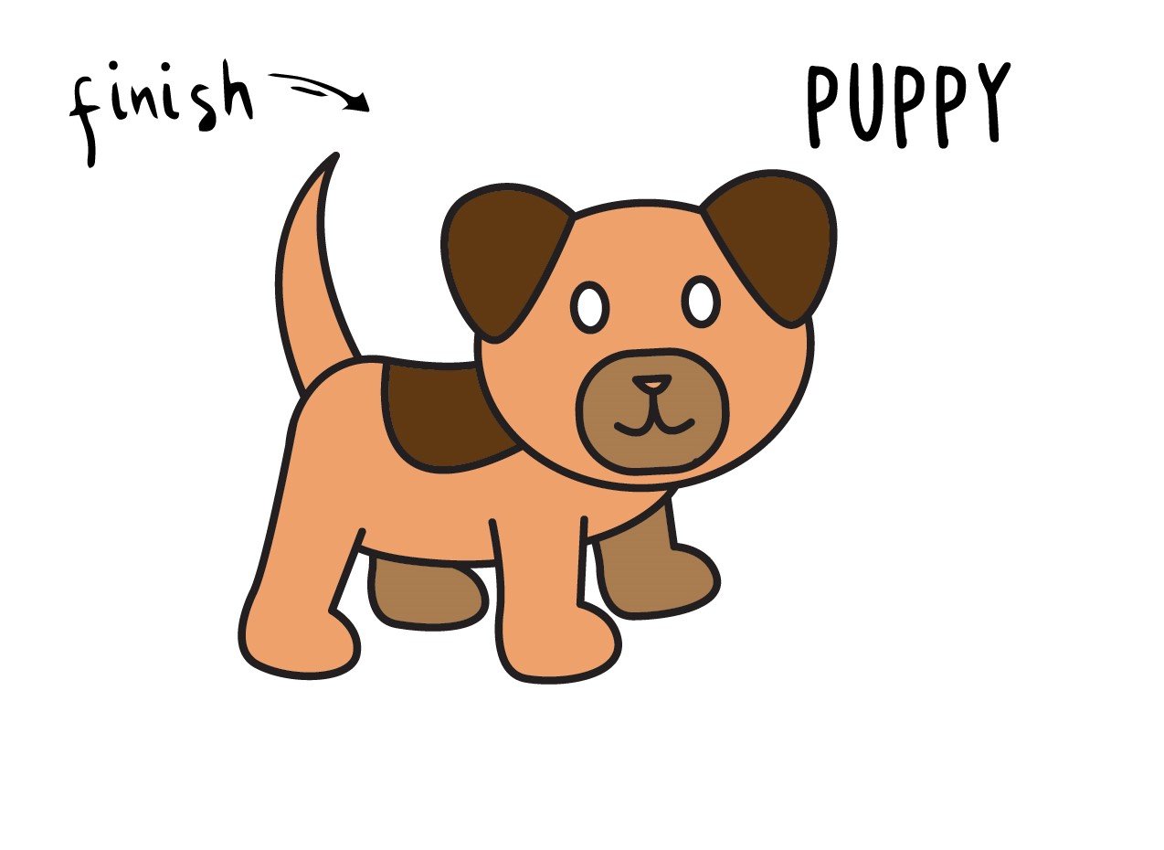 Drawing A Cartoon Puppy Dog Step By Step For Little Kids Tutorial Rainbow Printables