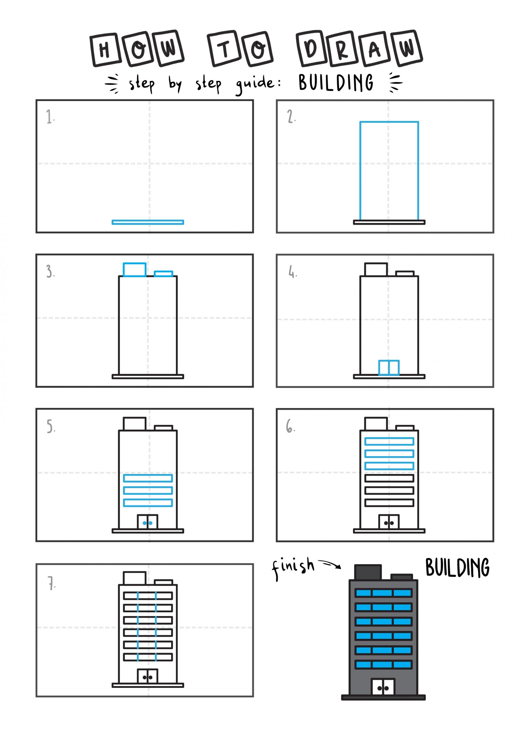 How To Draw a City Building Easy Art Tutorial for Kids Rainbow