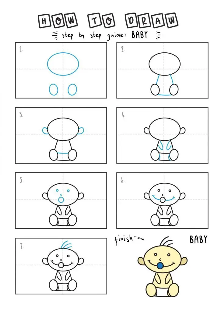 How To Draw a Cute Cartoon Baby - Rainbow Printables