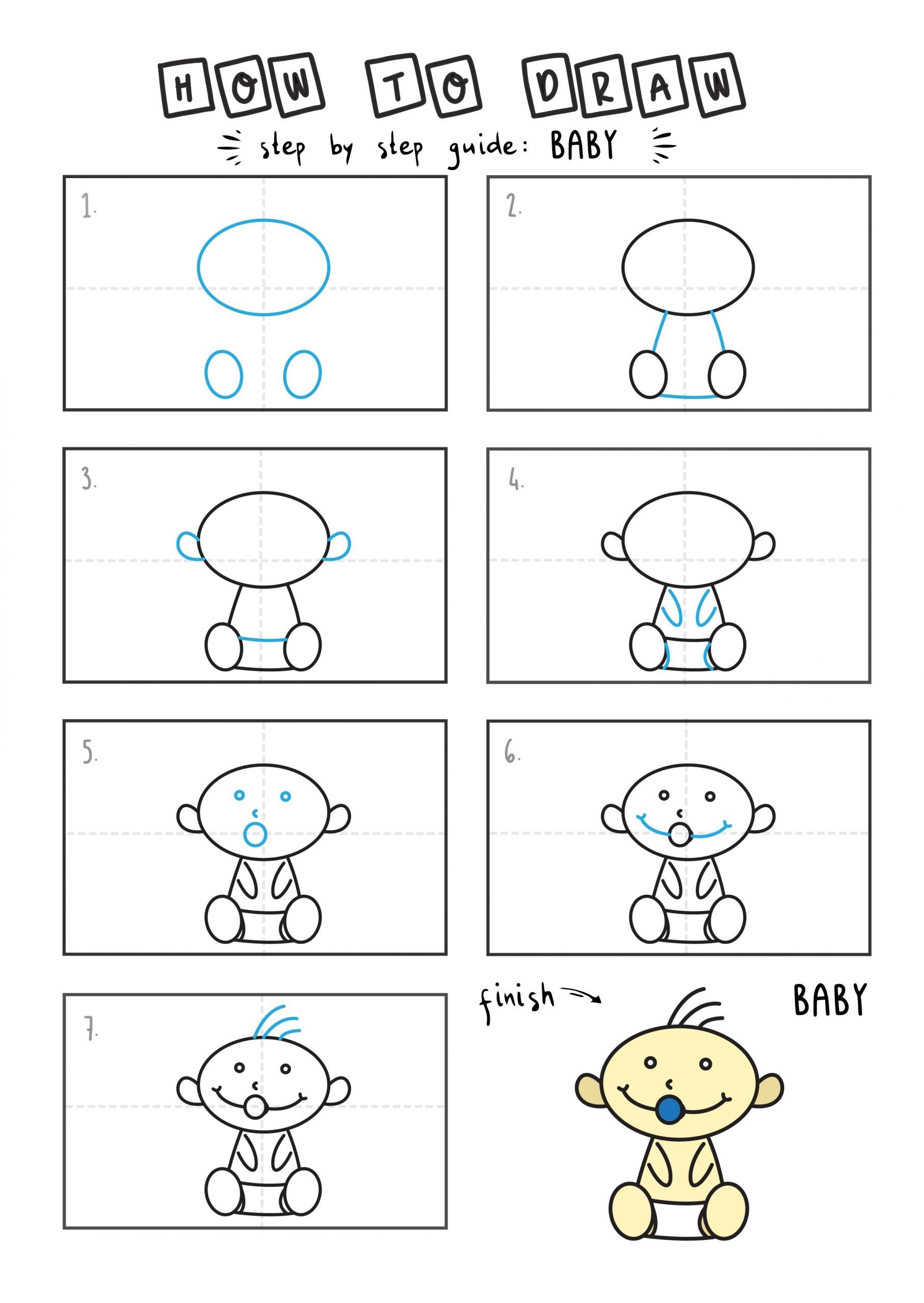 How To Draw a Cute Cartoon Baby - Rainbow Printables