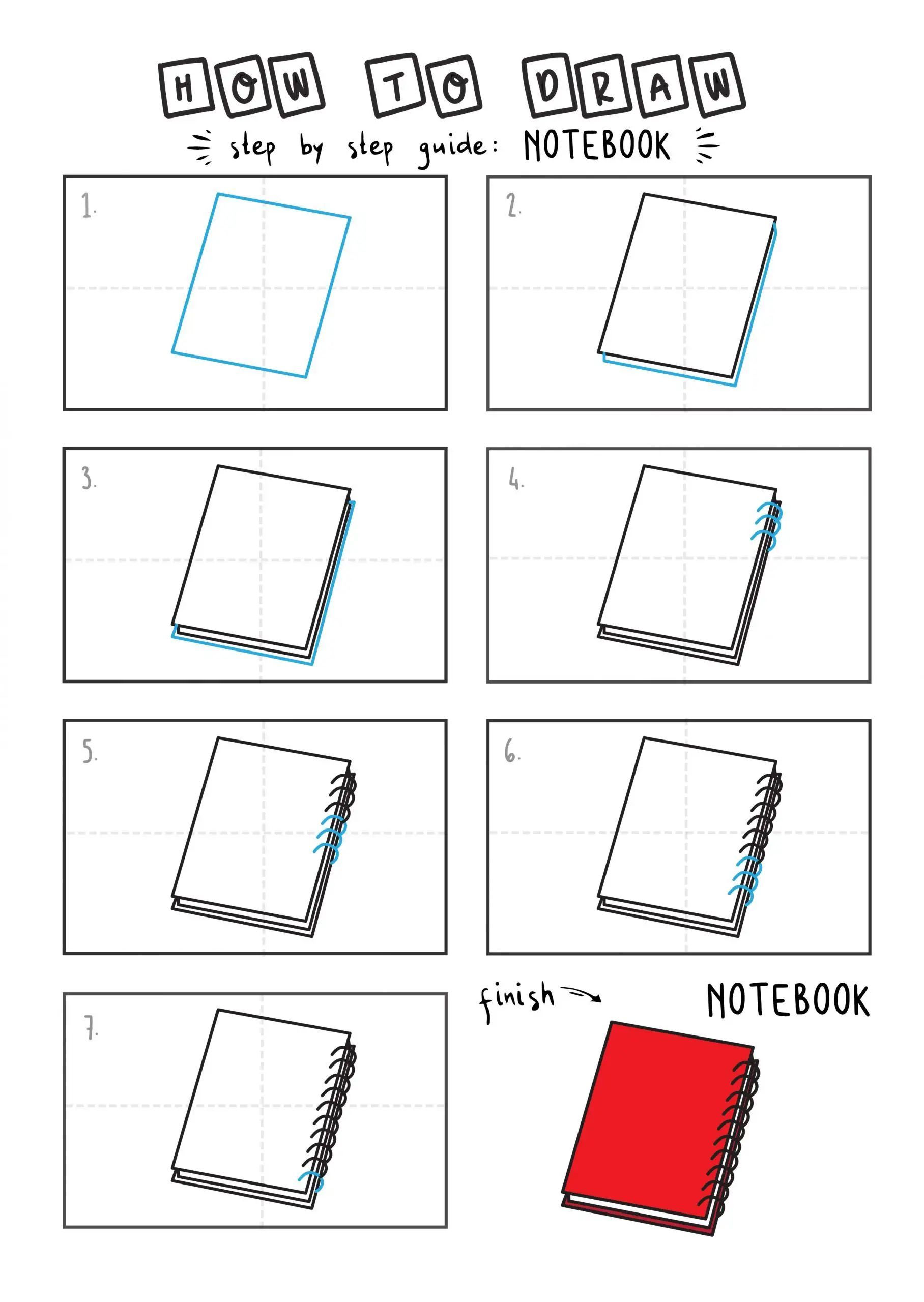 How to draw a notebook arts tutorial step by step for kids