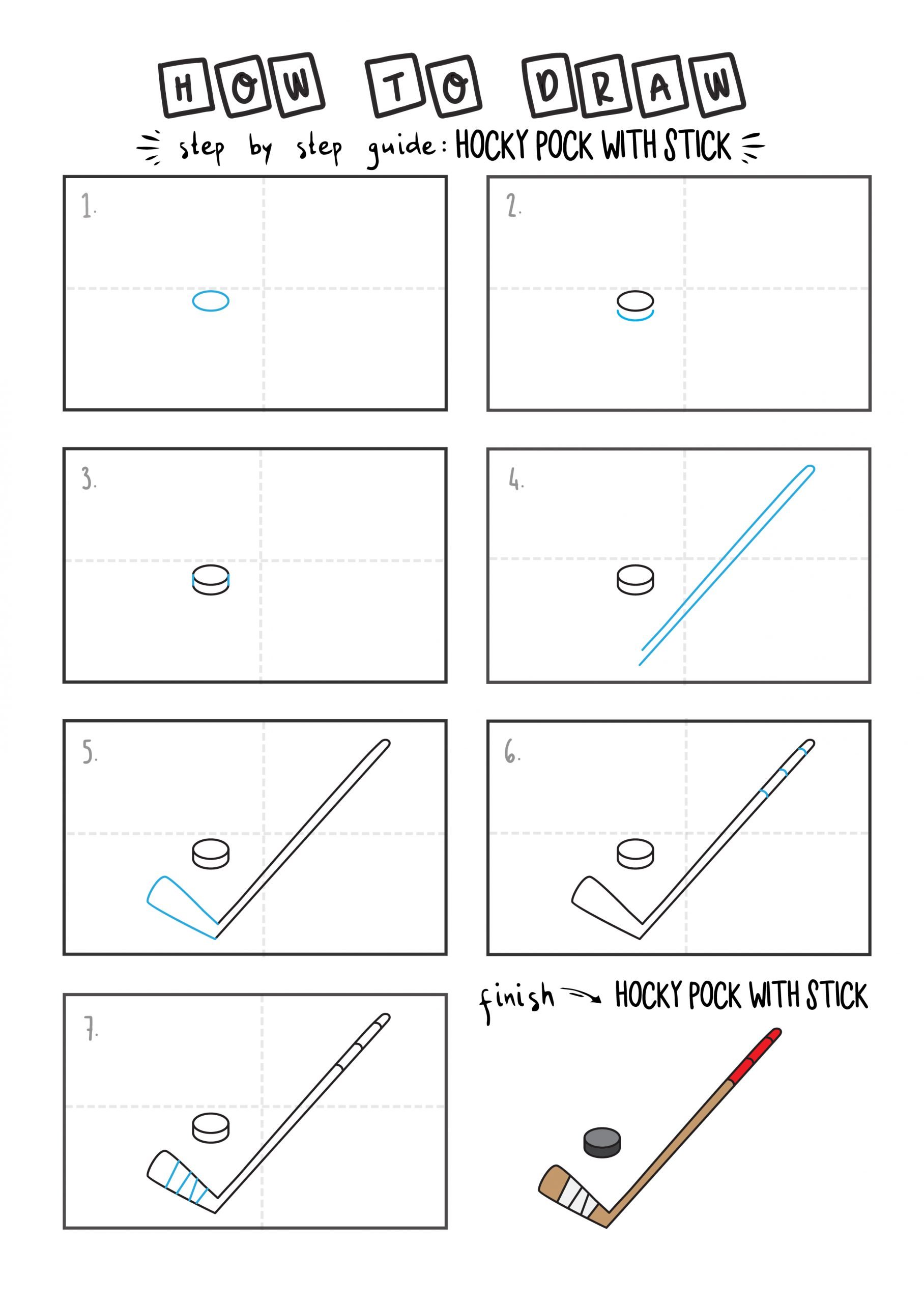 How To Draw a Hockey Stick and Hockey Puck Rainbow Printables