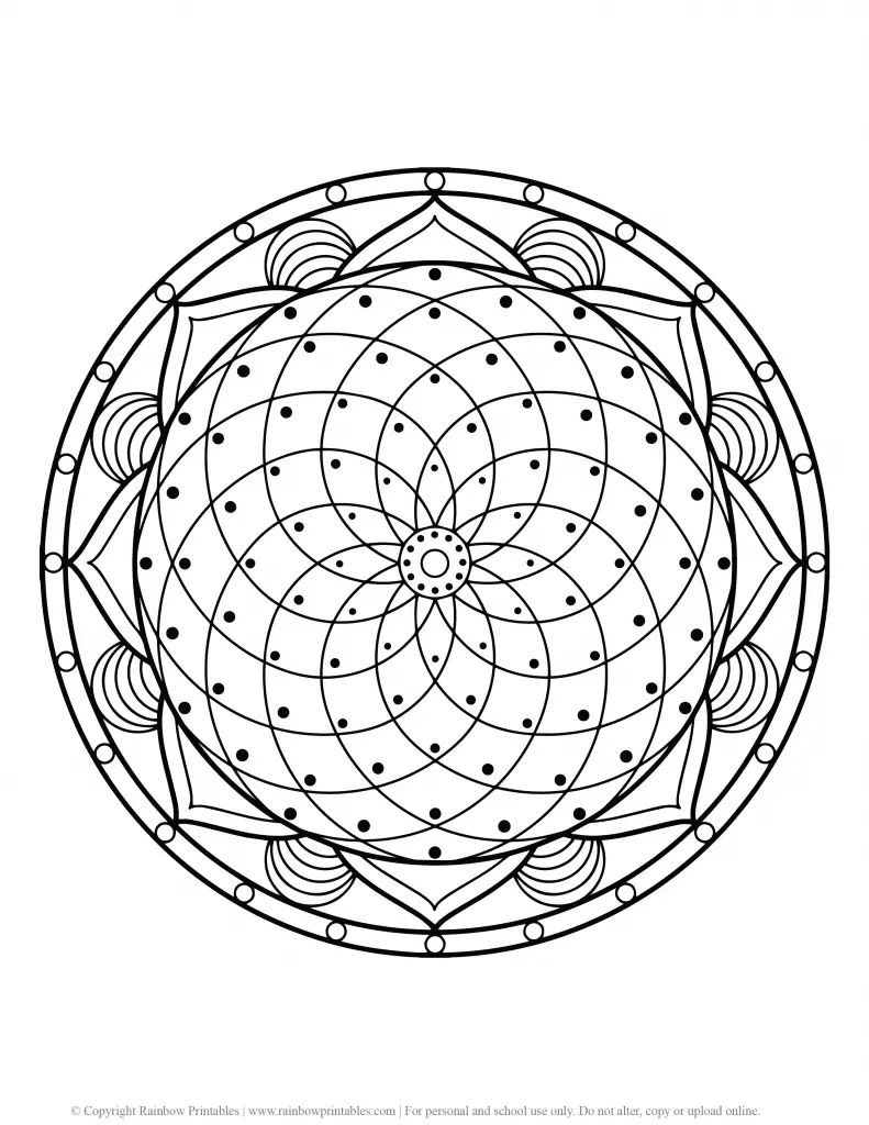 FLOWER MANDALA COLORING PAGES FOR ADULTS AND KIDS PRINTABLE