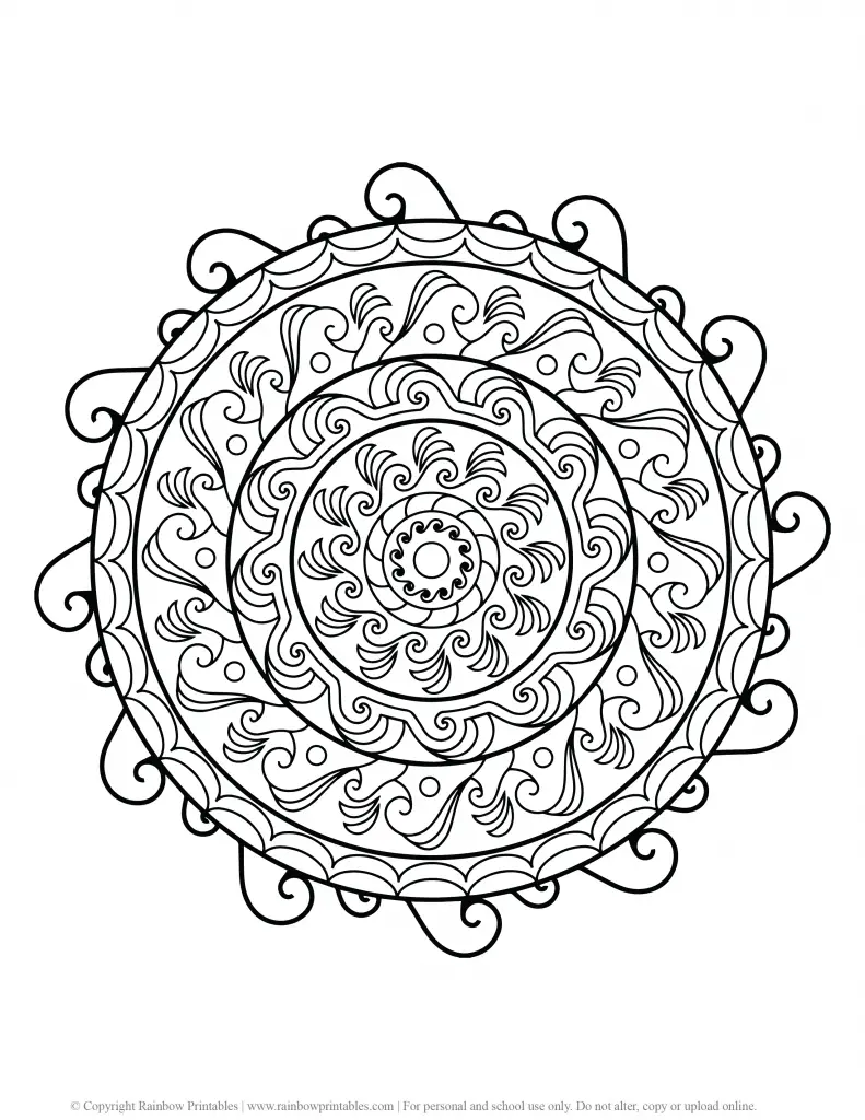 FLOWER MANDALA COLORING PAGES FOR ADULTS AND KIDS PRINTABLE