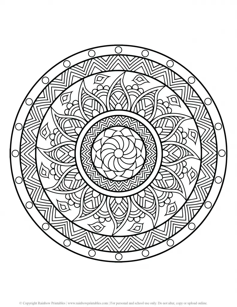 FLOWER MANDALA COLORING PAGES FOR ADULTS AND KIDS PRINTABLE