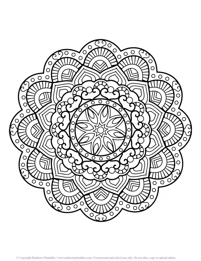 FLOWER MANDALA COLORING PAGES FOR ADULTS AND KIDS PRINTABLE