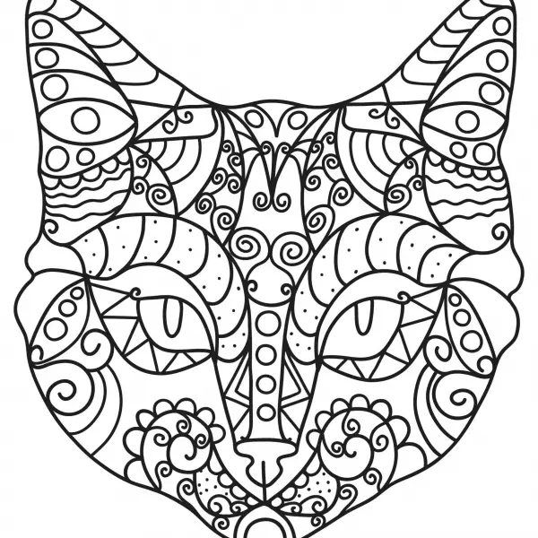 KITTY CAT PET COLORING PAGES FOR KIDS-FREE KITTEN MOSAIC MANDALA CALMING SHEET FOR KIDS ADULTS