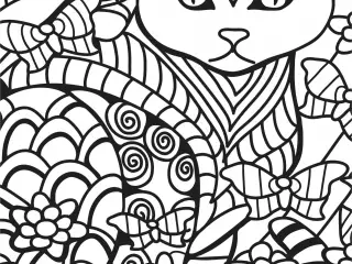 KITTY CAT PET COLORING PAGES FOR KIDS-FREE KITTEN MOSAIC MANDALA CALMING SHEET FOR KIDS ADULTS