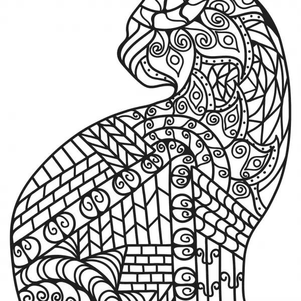 KITTY CAT PET COLORING PAGES FOR KIDS-FREE KITTEN MOSAIC MANDALA CALMING SHEET FOR KIDS ADULTS