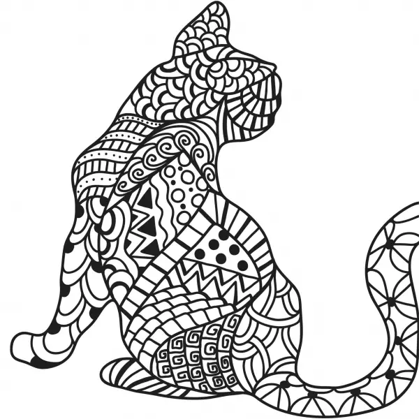 KITTY CAT PET COLORING PAGES FOR KIDS-FREE KITTEN MOSAIC MANDALA CALMING SHEET FOR KIDS ADULTS