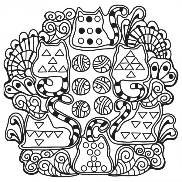 KITTY CAT PET COLORING PAGES FOR KIDS-FREE KITTEN MOSAIC MANDALA CALMING SHEET FOR KIDS ADULTS