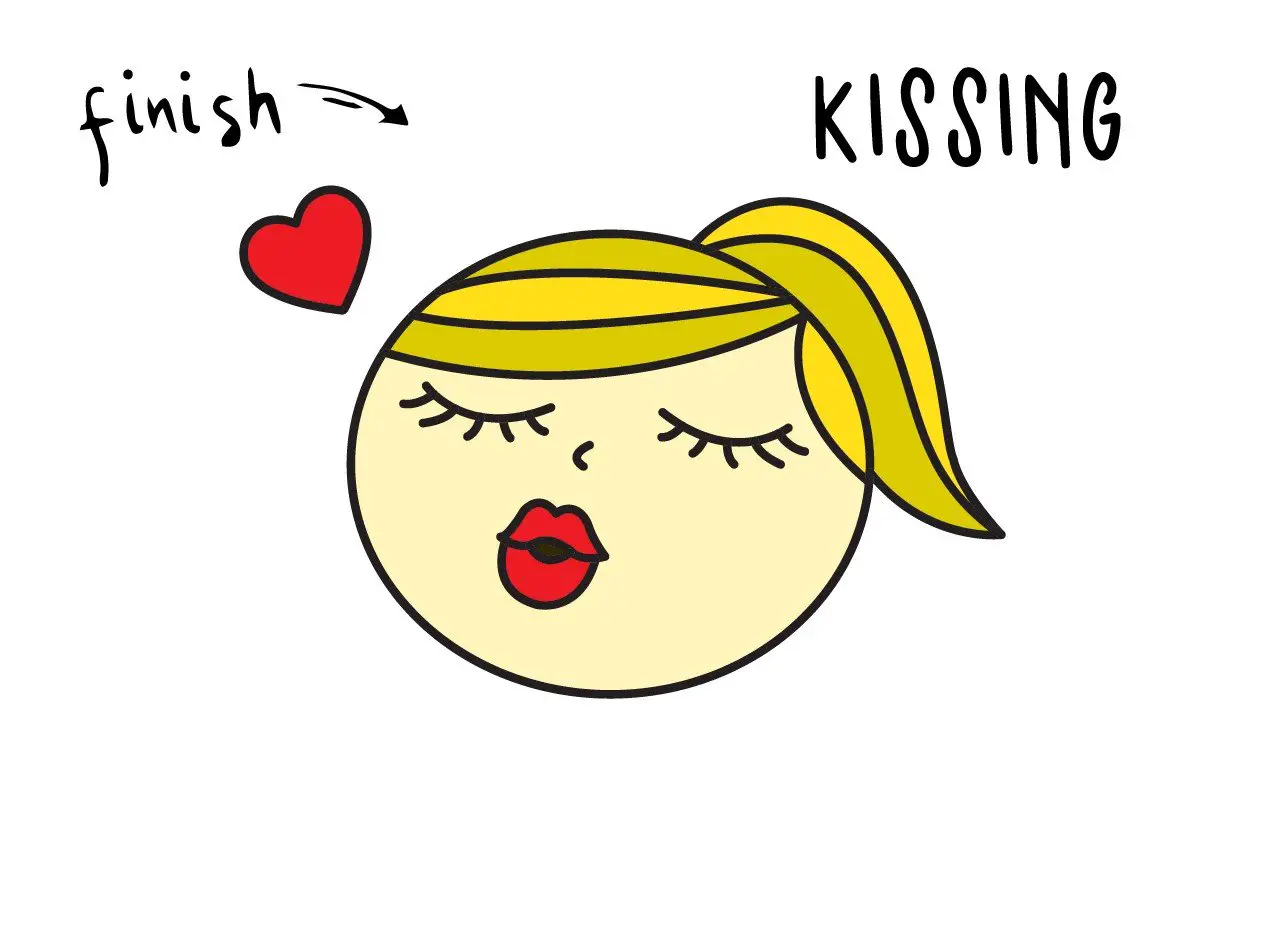 How To Draw a Cartoon Kissing Face Expression for Little Kids