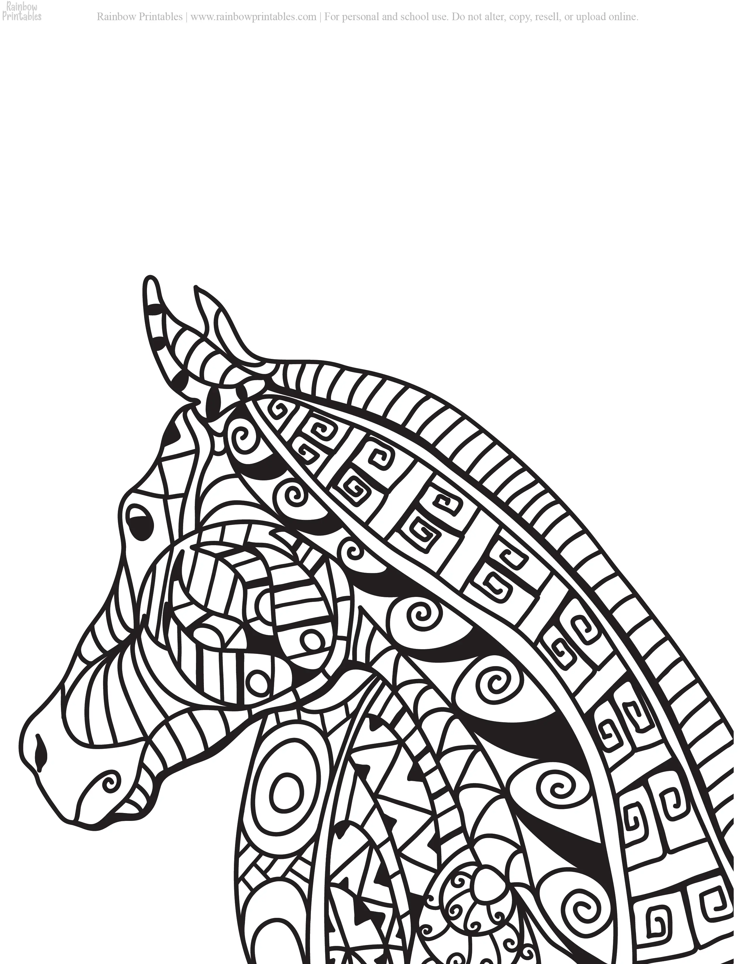 Printable Pages. Coloring Sheets PDF Horses Mandala Coloring Pages For Kids