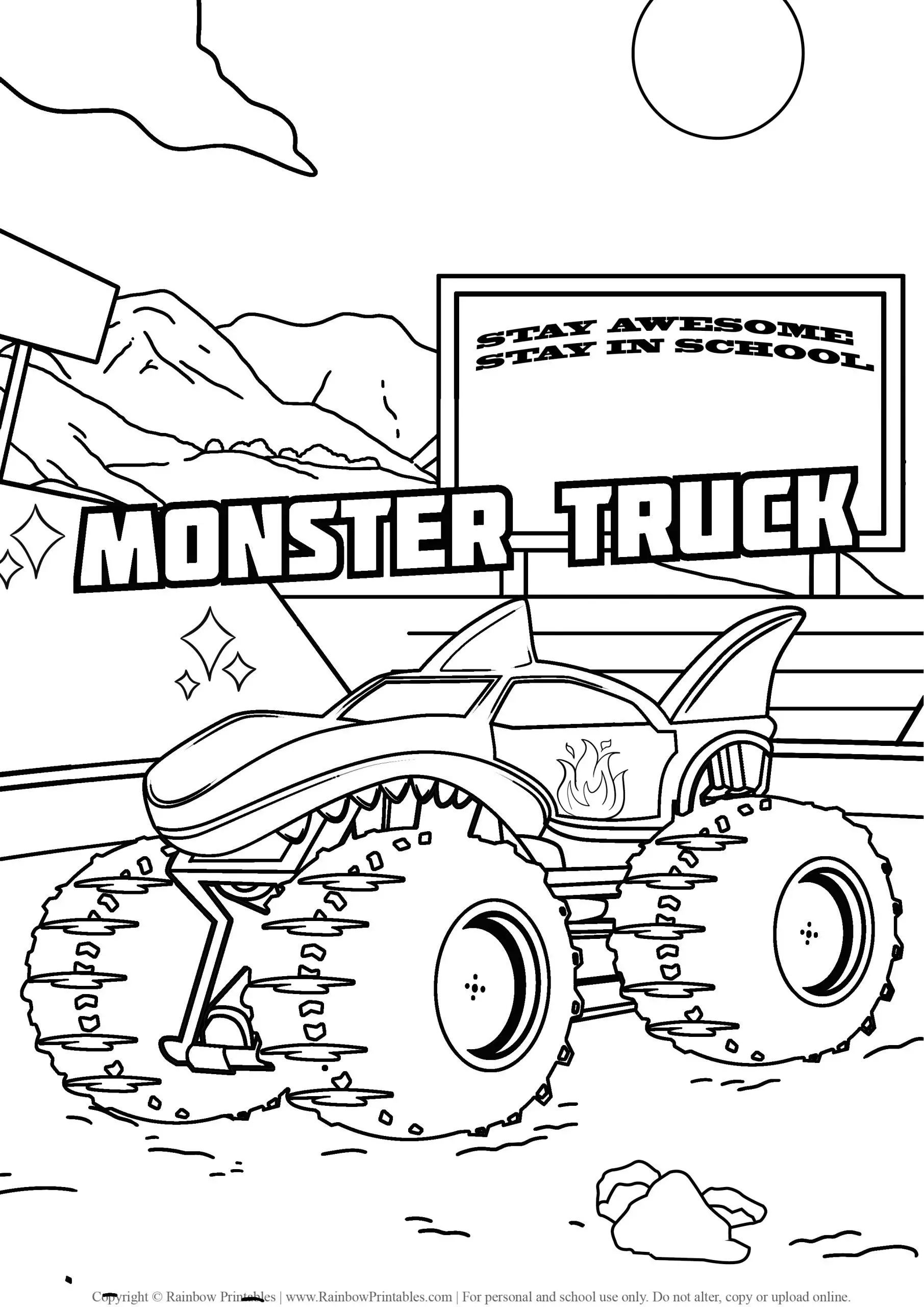 Monster Truck coloring pages, hot wheels, grave digger, jam, games drawing, monster truck party madness, coloring pages for boys, FREE, USA America illustration