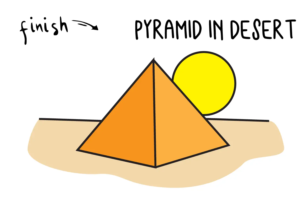 How To Draw an Ancient Egyptian Pyramid in Desert for Kids