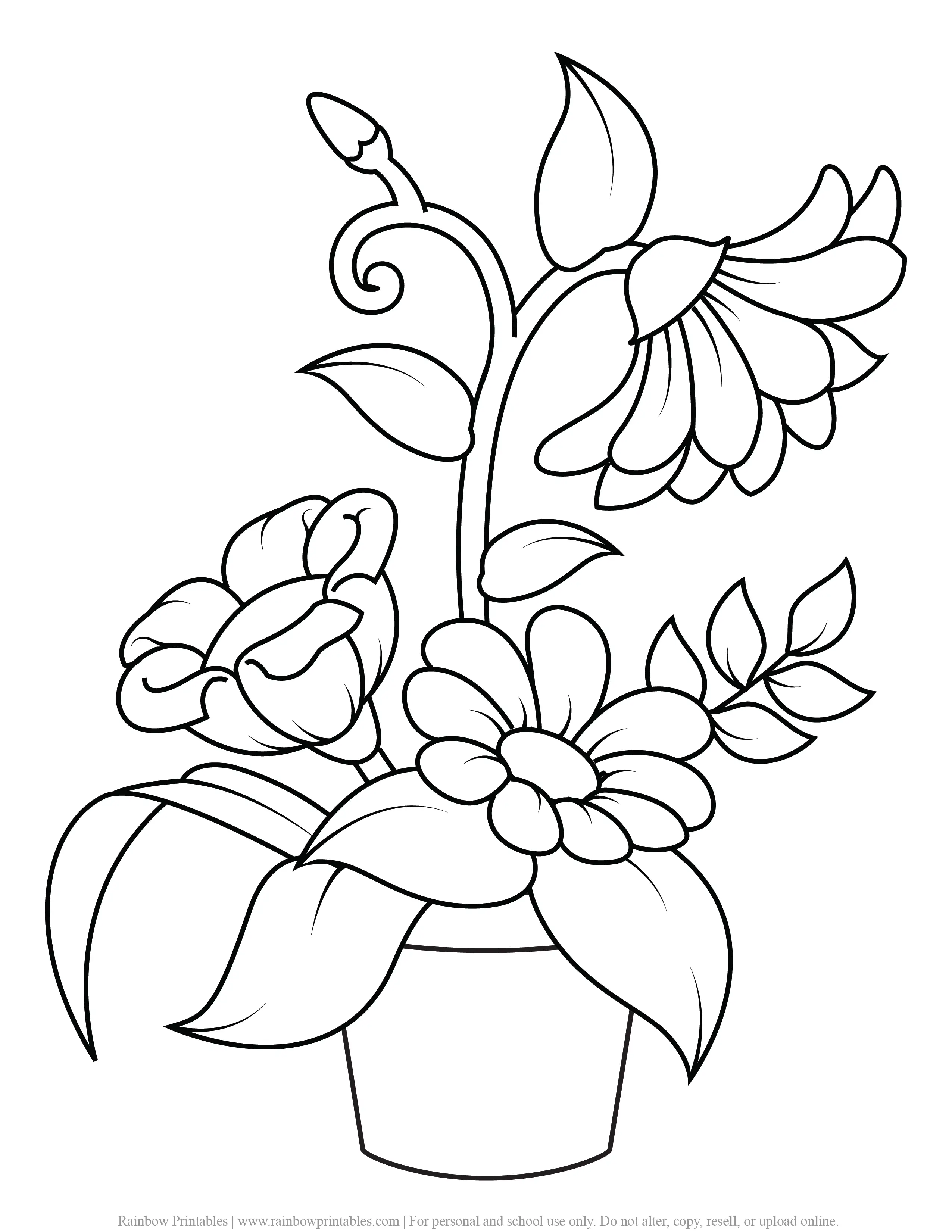 SPRING FLOWER GARDEN COLORING PAGES FOR CHILDREN PRINTABLE