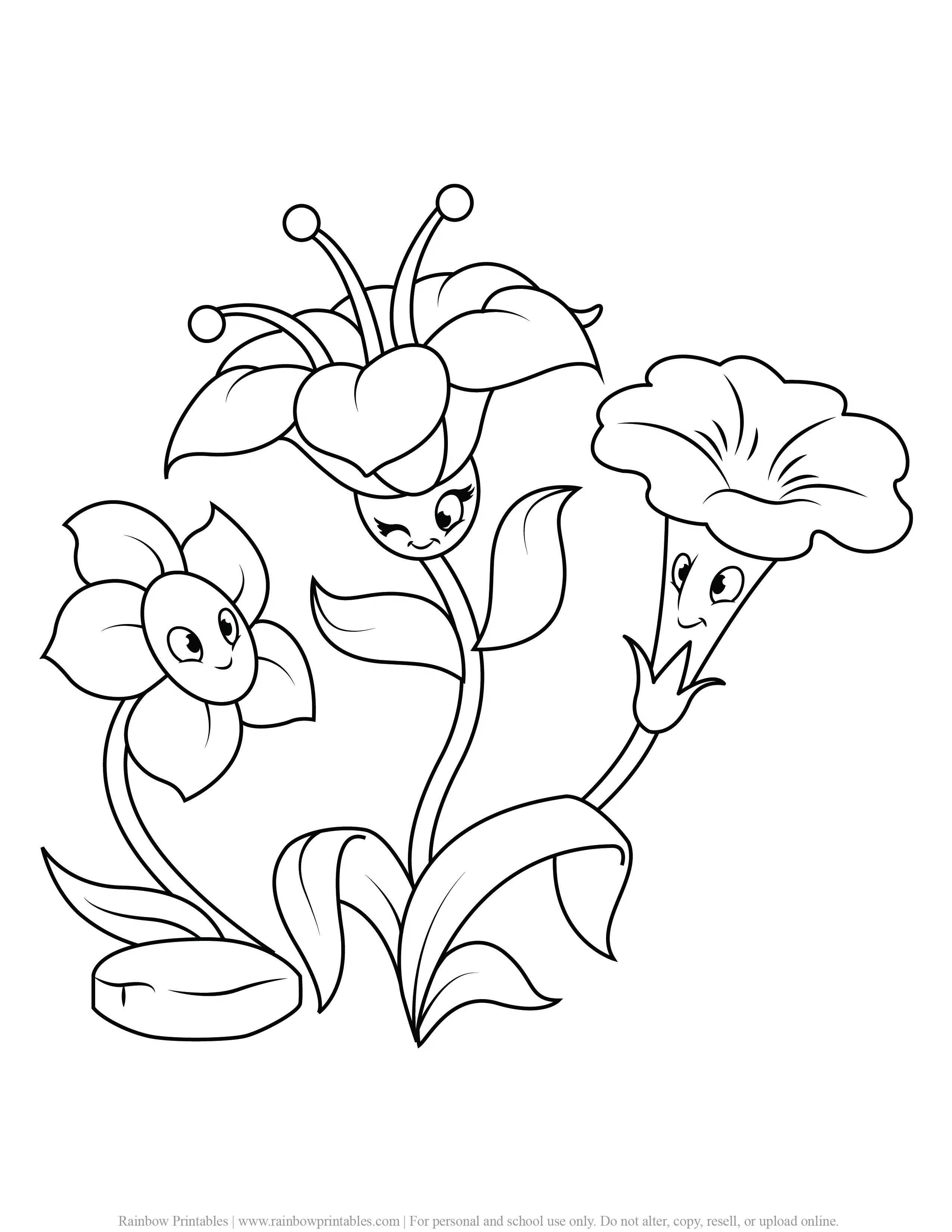 Spring Flowers Floral Coloring Pages for Kids Rainbow Printables