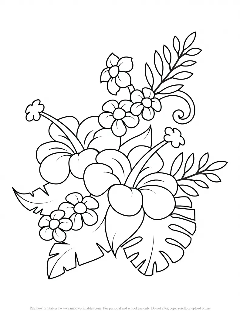 SPRING FLOWER GARDEN COLORING PAGES FOR CHILDREN PRINTABLE