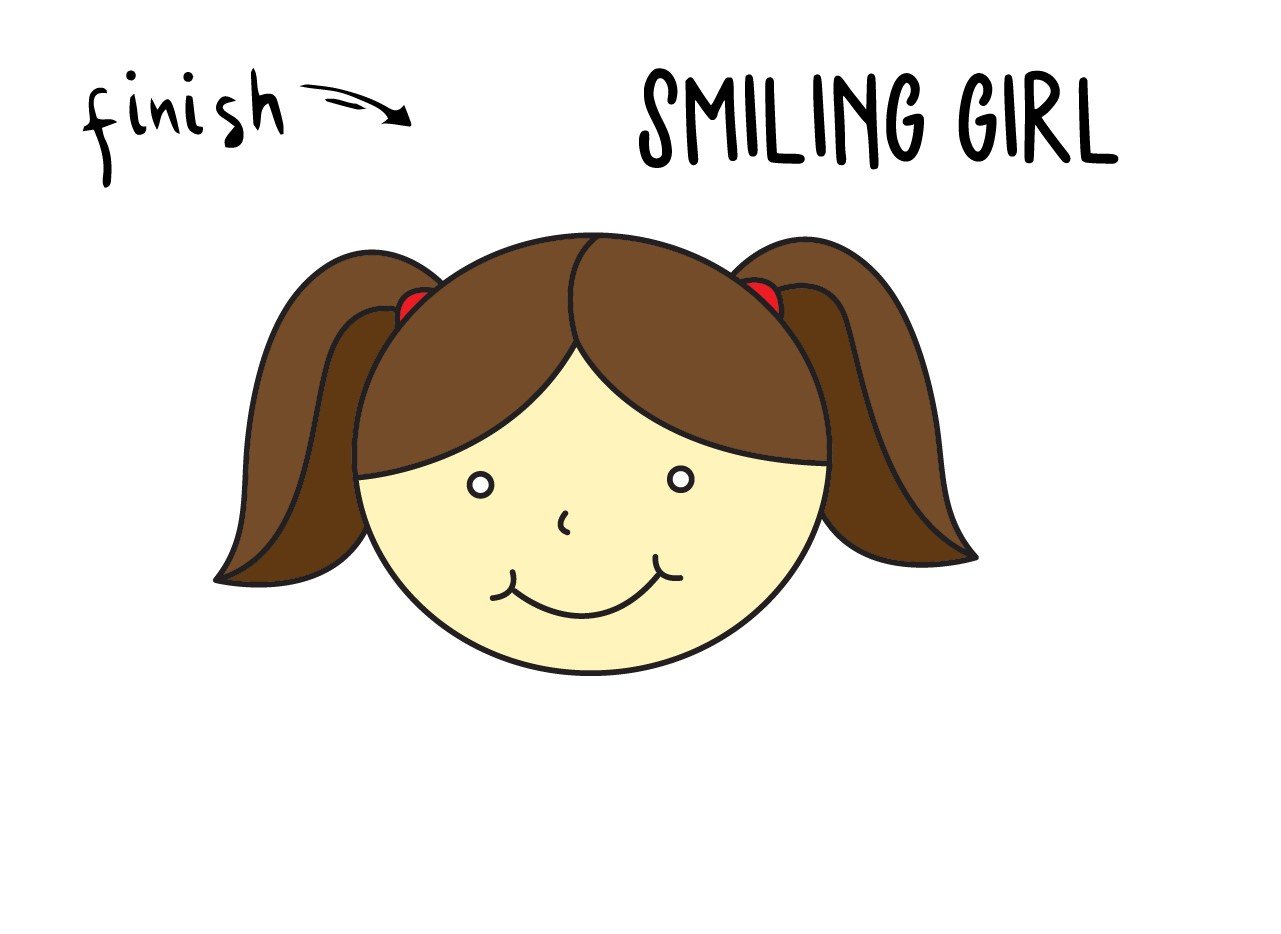 How To Draw a Cute Smiling Girl's Face (Tutorial for Little Kids